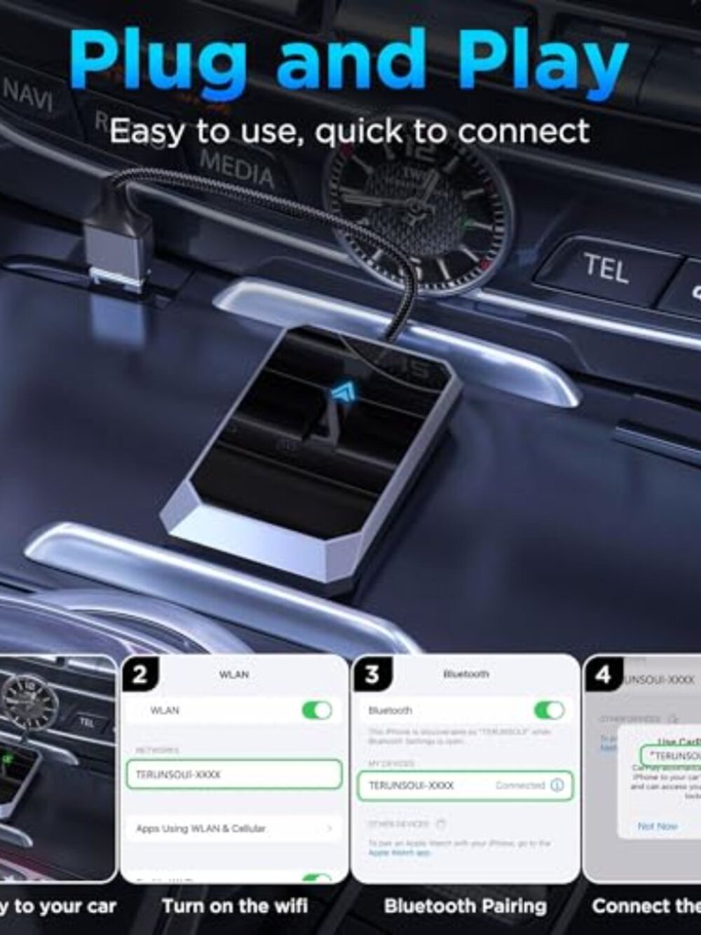 NEW Android Auto Wireless Adapter Instant Connection Easy Setup Compatible with - Picture 2 of 6